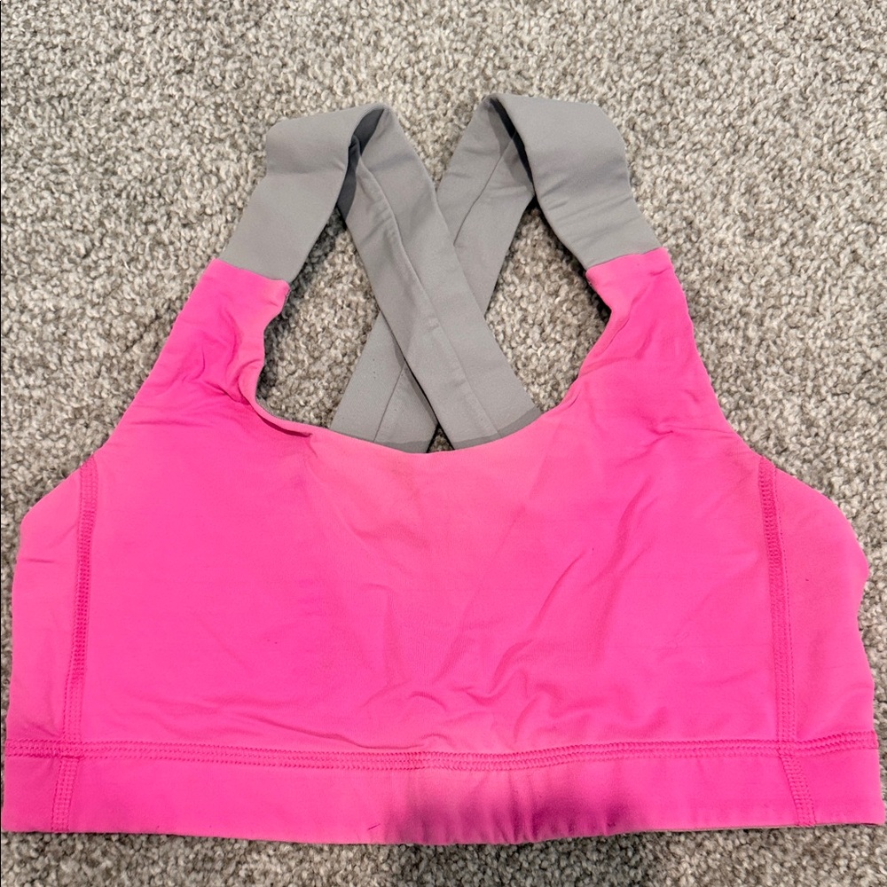 Lululemon Women's Pink and Gray Sports Bra